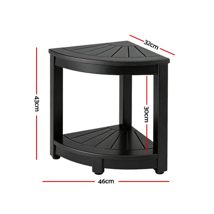 Gardeon Outdoor Coffee Side Table HDPE Desk Corner Shower Stool Bench Seat with Storage Shelf Black-Furniture > Living Room > Side Tables-PEROZ Accessories