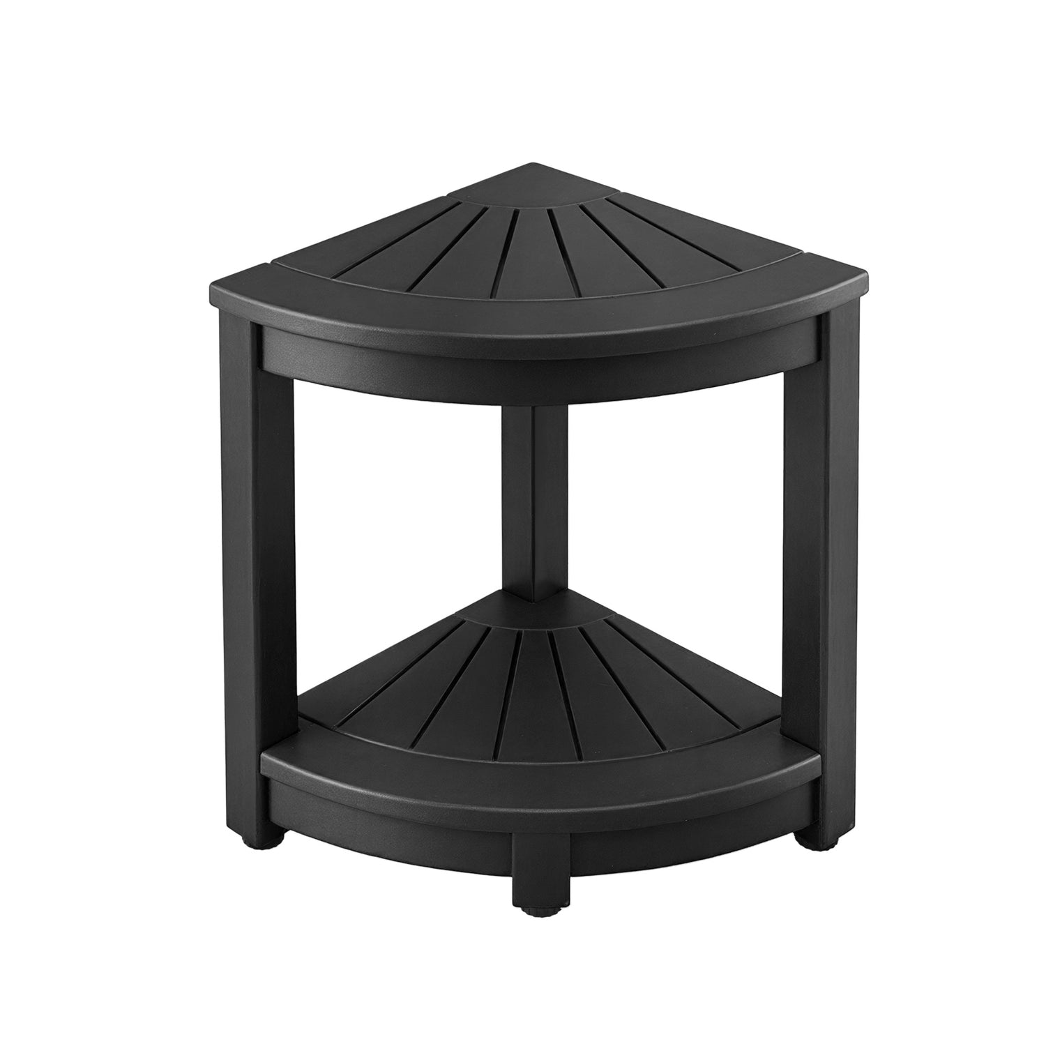 Gardeon Outdoor Coffee Side Table HDPE Desk Corner Shower Stool Bench Seat with Storage Shelf Black-Furniture > Living Room > Side Tables-PEROZ Accessories