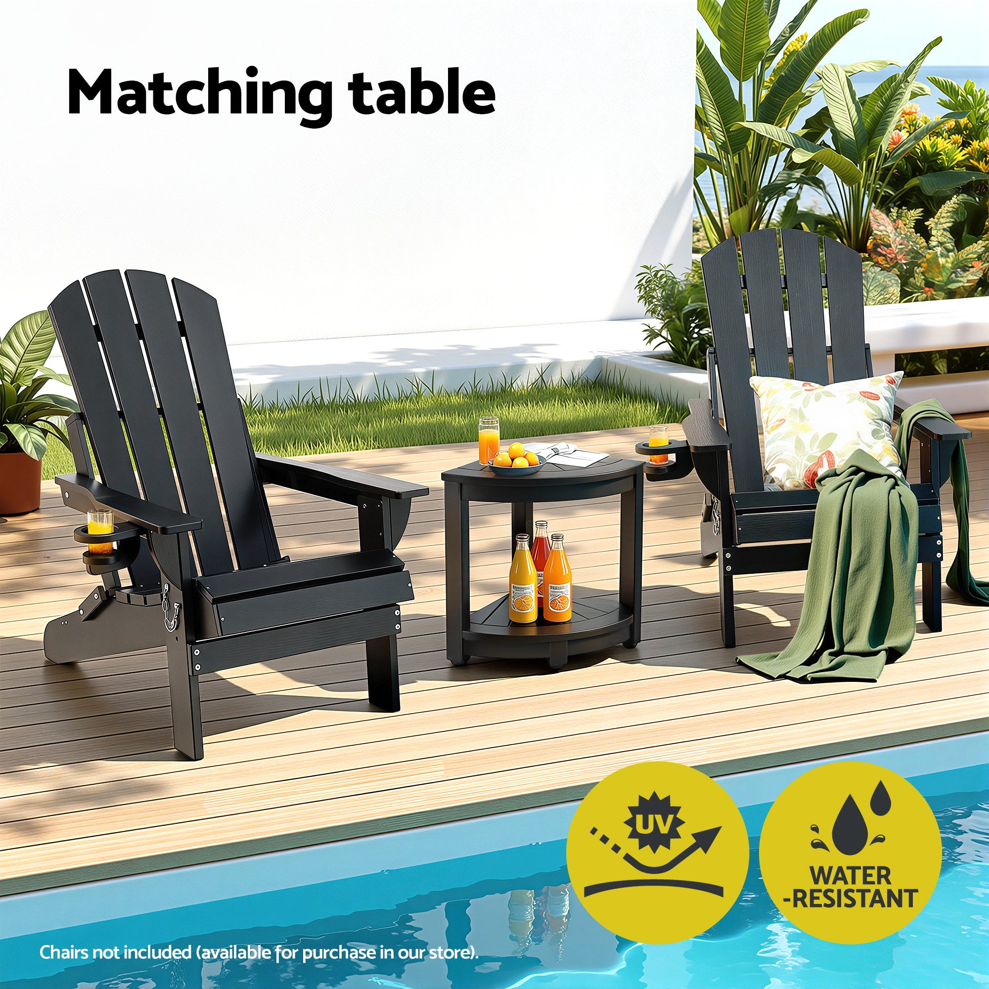 Gardeon Outdoor Coffee Side Table HDPE Desk Corner Shower Stool Bench Seat with Storage Shelf Black-Furniture > Living Room > Side Tables-PEROZ Accessories