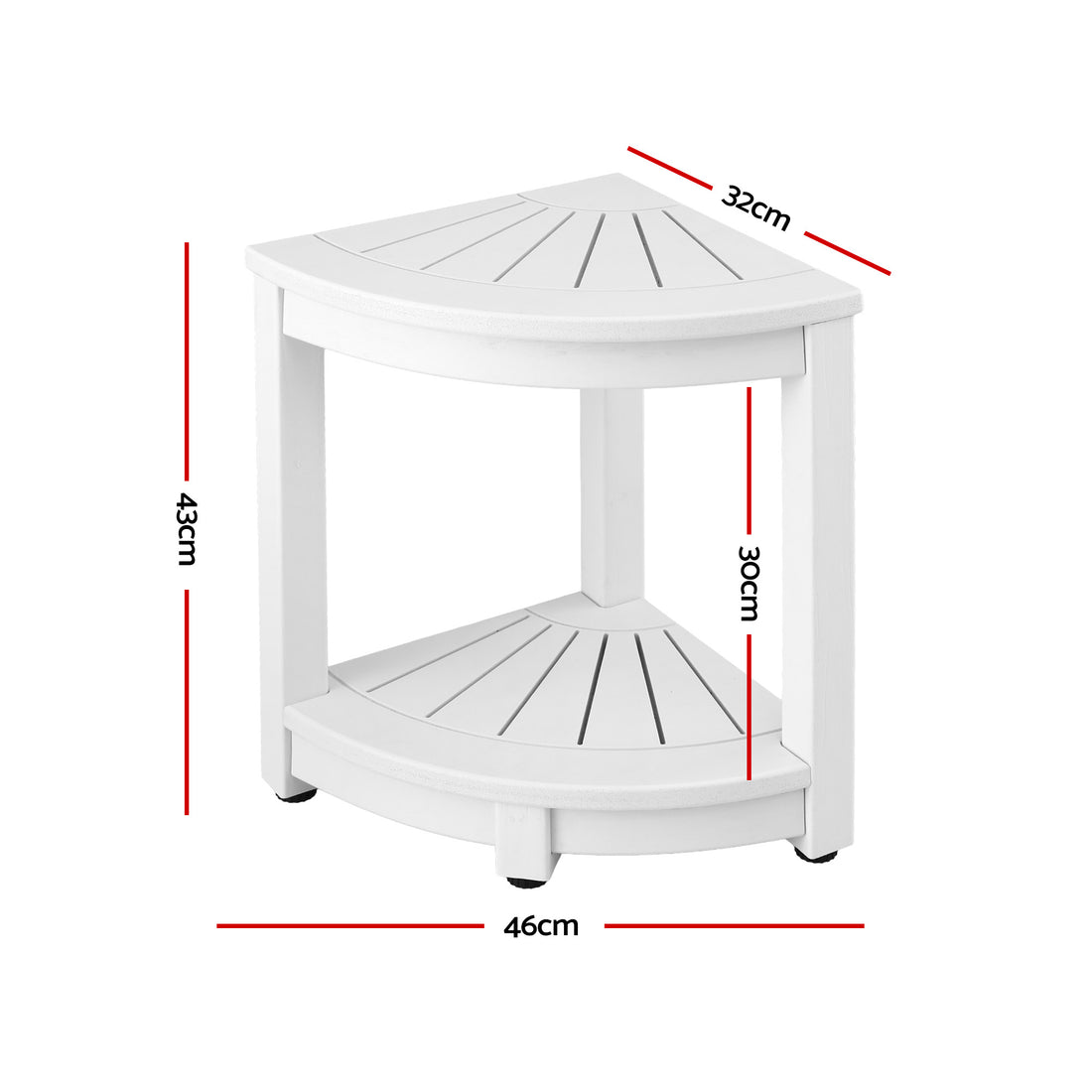 Gardeon Outdoor Coffee Side Table HDPE Desk Corner Shower Stool Bench Seat with Storage Shelf White-Furniture > Living Room > Side Tables-PEROZ Accessories