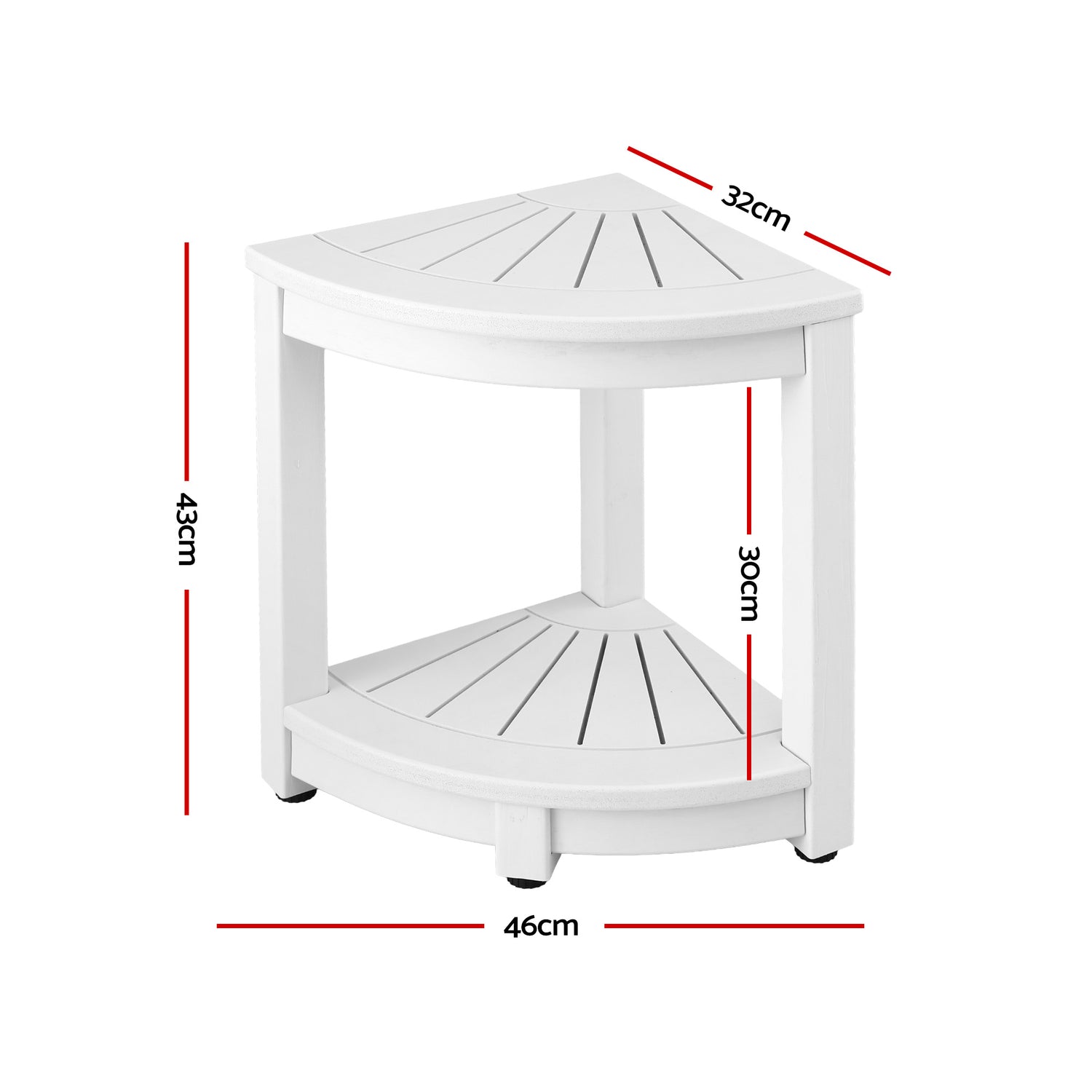 Gardeon Outdoor Coffee Side Table HDPE Desk Corner Shower Stool Bench Seat with Storage Shelf White-Furniture > Living Room > Side Tables-PEROZ Accessories