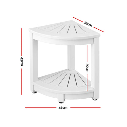 Gardeon Outdoor Coffee Side Table HDPE Desk Corner Shower Stool Bench Seat with Storage Shelf White-Furniture > Living Room > Side Tables-PEROZ Accessories