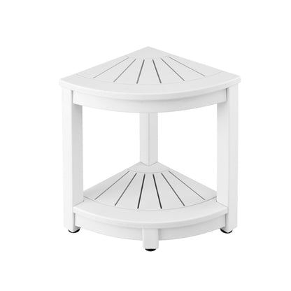 Gardeon Outdoor Coffee Side Table HDPE Desk Corner Shower Stool Bench Seat with Storage Shelf White-Furniture > Living Room > Side Tables-PEROZ Accessories
