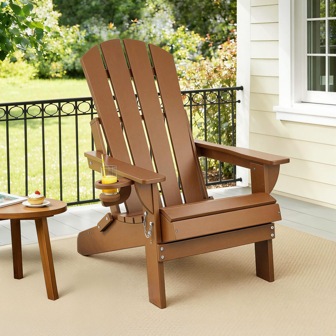 Gardeon Outdoor Chairs Folding Adirondack Beach Chair HDPE Sun Lounge Patio Furniture Garden Brown-Furniture > Outdoor > Outdoor Chairs-PEROZ Accessories