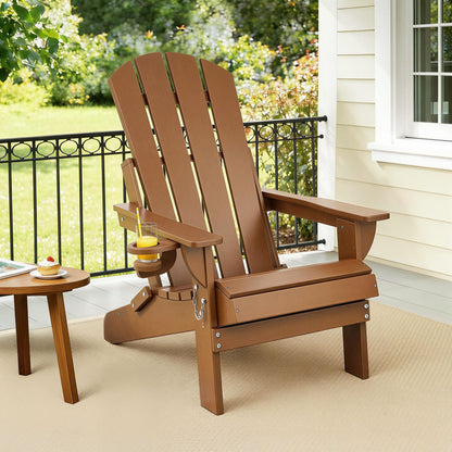 Gardeon Outdoor Chairs Folding Adirondack Beach Chair HDPE Sun Lounge Patio Furniture Garden Brown-Furniture > Outdoor > Outdoor Chairs-PEROZ Accessories