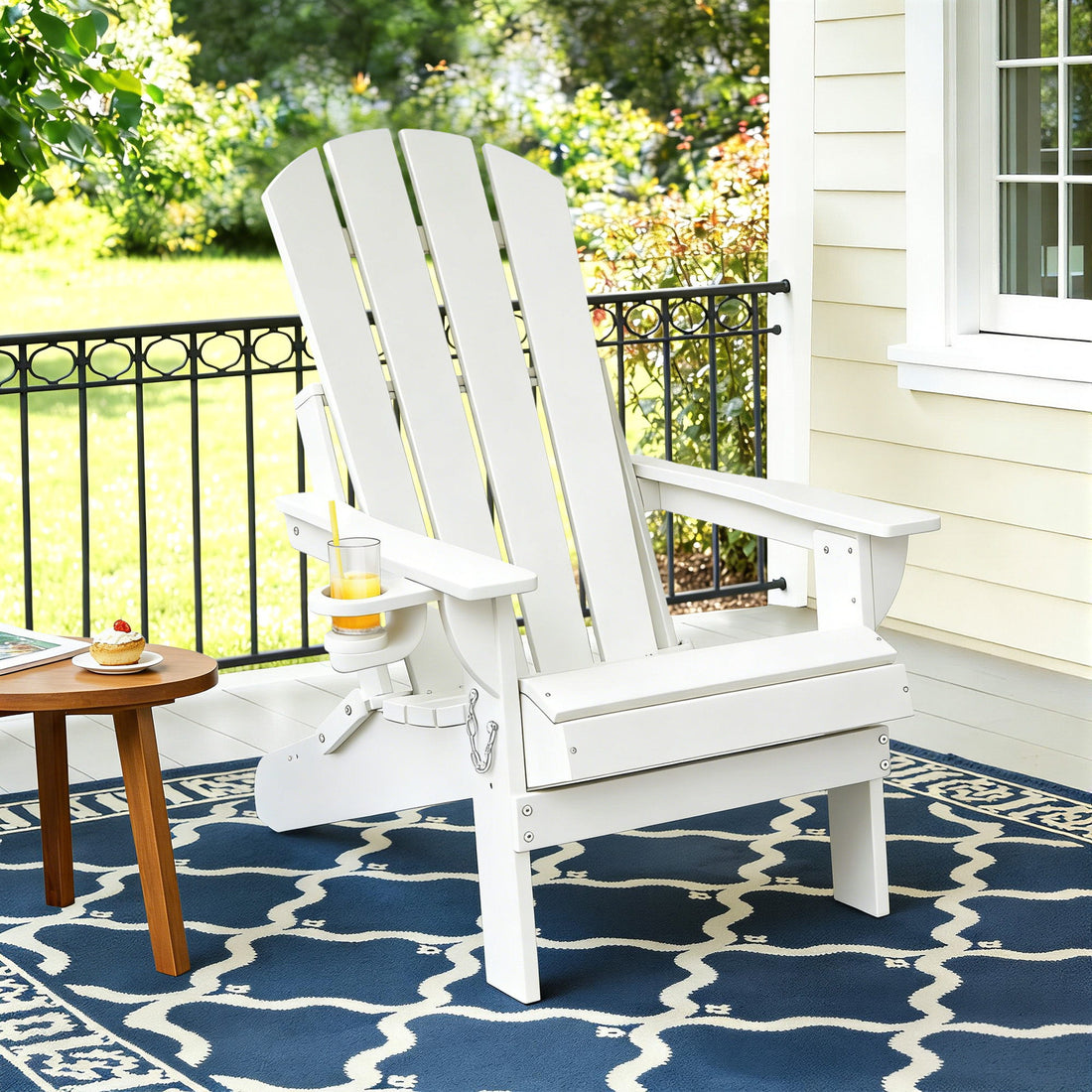 Gardeon Outdoor Chairs Folding Adirondack Beach Chair HDPE Sun Lounge Patio Furniture Garden White-Furniture > Outdoor > Outdoor Chairs-PEROZ Accessories
