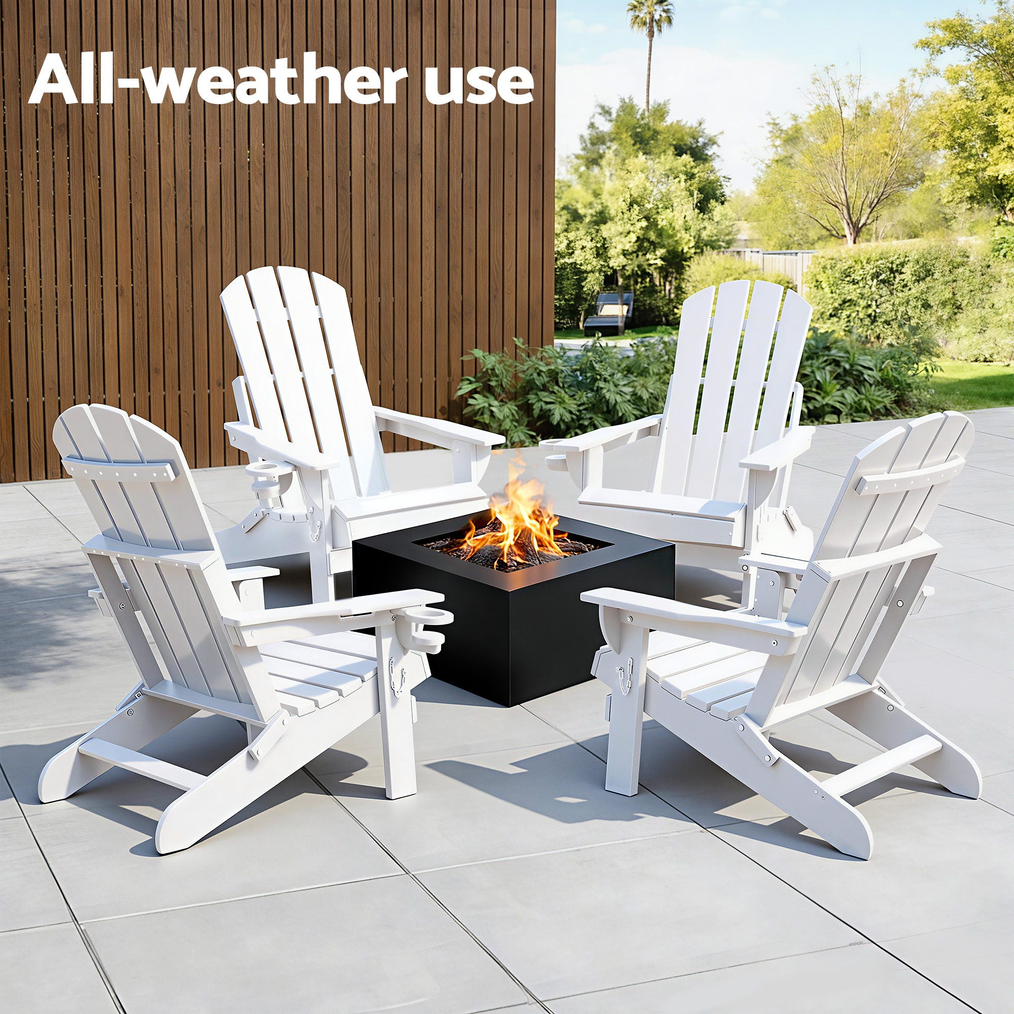 Gardeon Outdoor Chairs Folding Adirondack Beach Chair HDPE Sun Lounge Patio Furniture Garden White-Furniture > Outdoor > Outdoor Chairs-PEROZ Accessories
