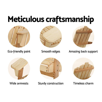 Gardeon Adirondack Outdoor Chairs Wooden Beach Chair Patio Furniture Garden Natural-Outdoor Chairs-PEROZ Accessories