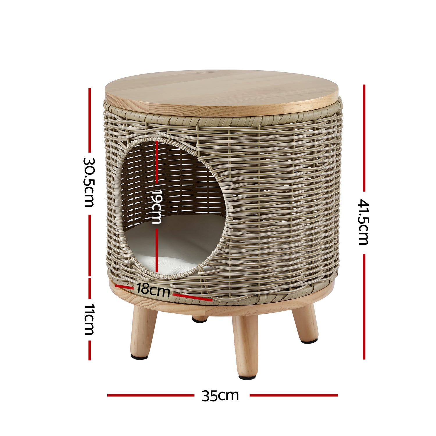 Gardeon Coffee Side Table Wicker Steel Desk Pet Bed Storage Outdoor Furniture-Furniture > Living Room > Side Tables-PEROZ Accessories