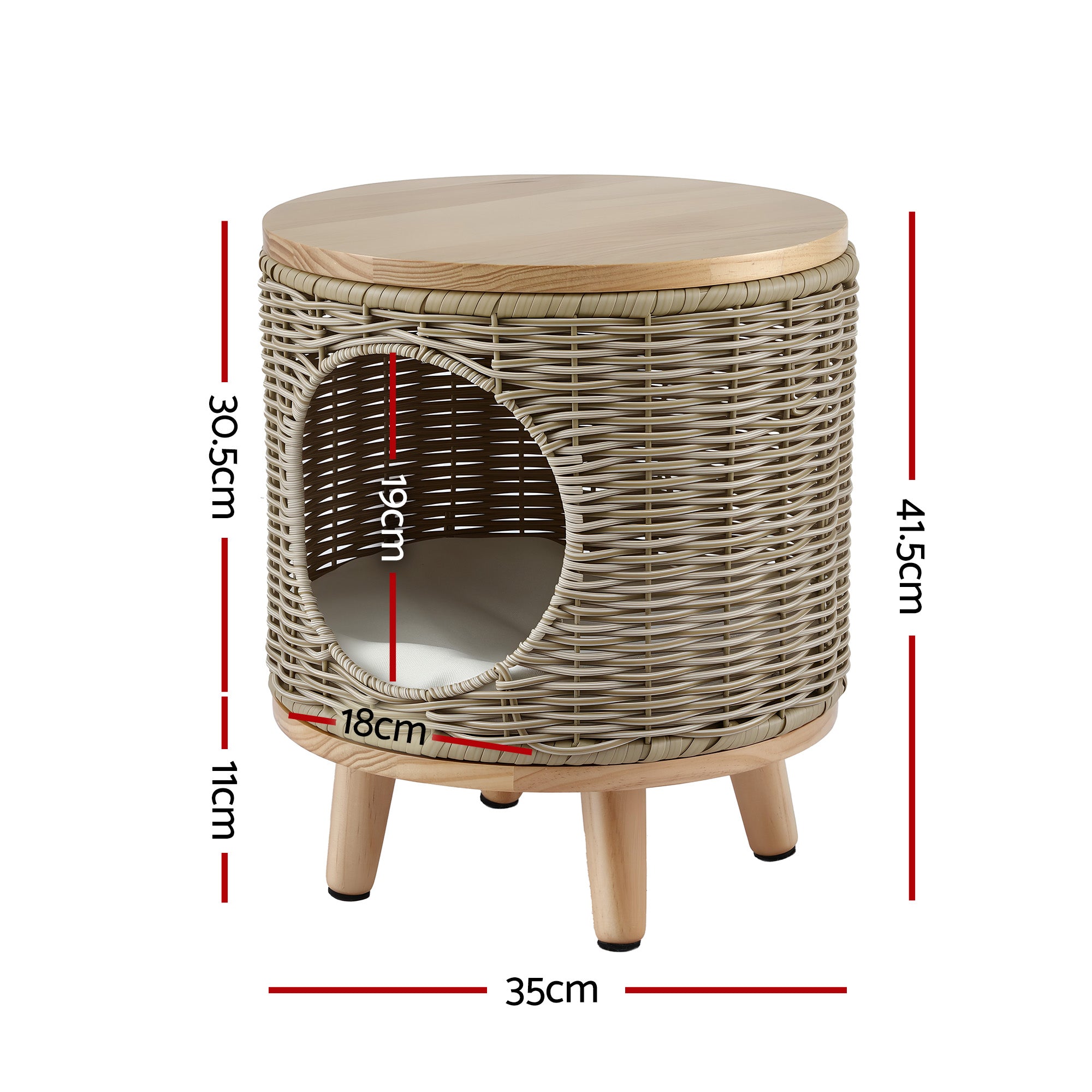 Gardeon Coffee Side Table Wicker Steel Desk Pet Bed Storage Outdoor Furniture-Furniture > Living Room > Side Tables-PEROZ Accessories