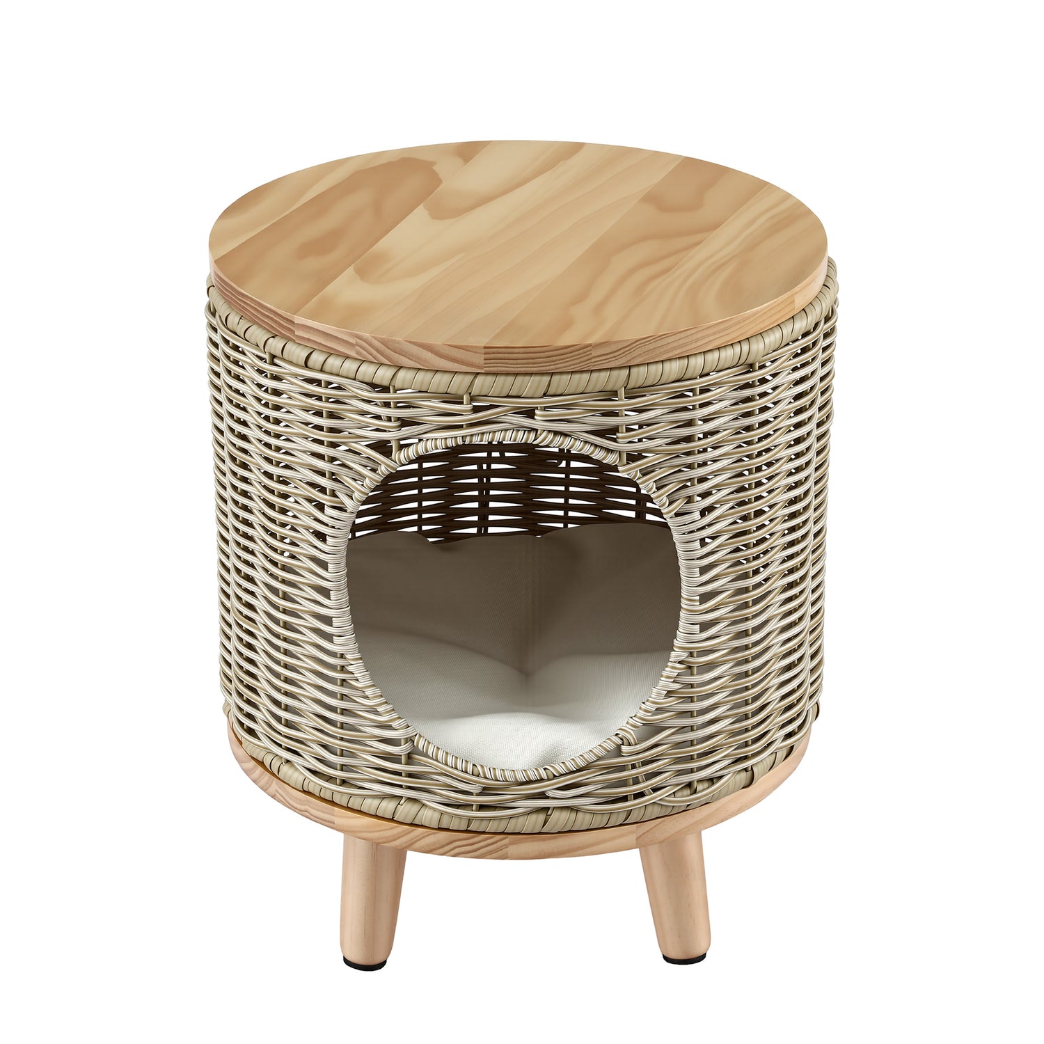 Gardeon Coffee Side Table Wicker Steel Desk Pet Bed Storage Outdoor Furniture-Furniture > Living Room > Side Tables-PEROZ Accessories