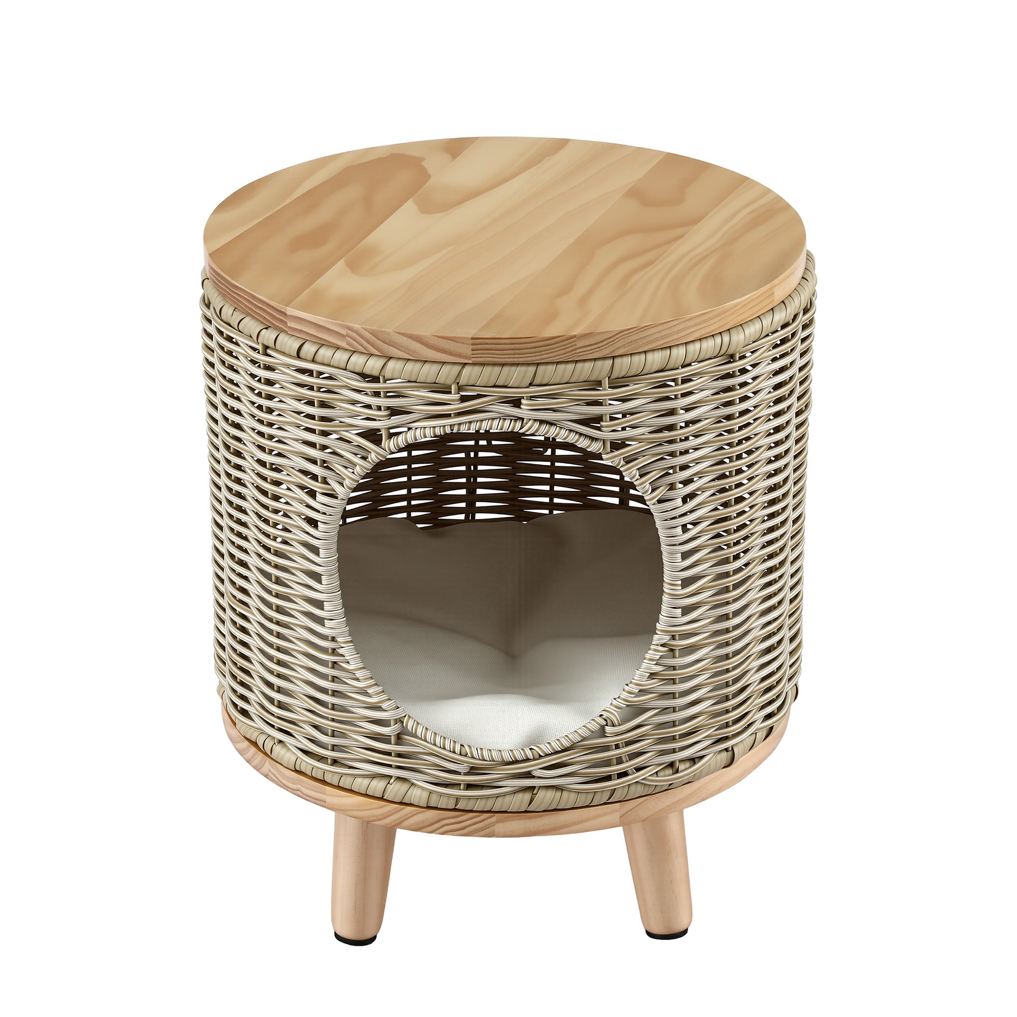 Gardeon Coffee Side Table Wicker Steel Desk Pet Bed Storage Outdoor Furniture-Furniture > Living Room > Side Tables-PEROZ Accessories