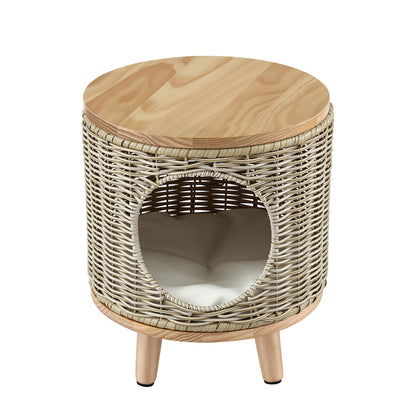 Gardeon Coffee Side Table Wicker Steel Desk Pet Bed Storage Outdoor Furniture-Furniture > Living Room > Side Tables-PEROZ Accessories