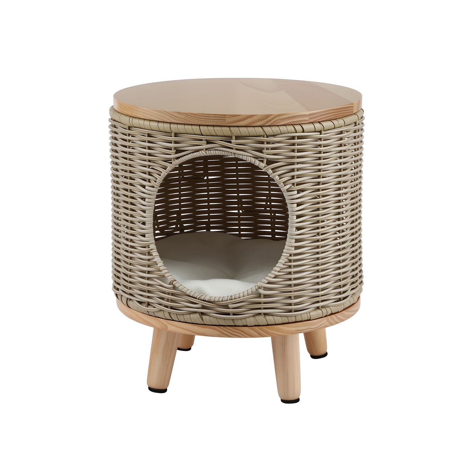 Gardeon Coffee Side Table Wicker Steel Desk Pet Bed Storage Outdoor Furniture-Furniture > Living Room > Side Tables-PEROZ Accessories