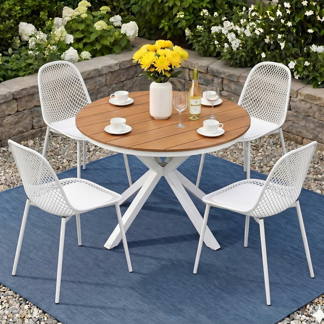 Gardeon 5PCS Outdoor Dining Set Table and Chairs Patio Garden Furniture Lattice-Furniture > Outdoor > Outdoor Dining Sets-PEROZ Accessories