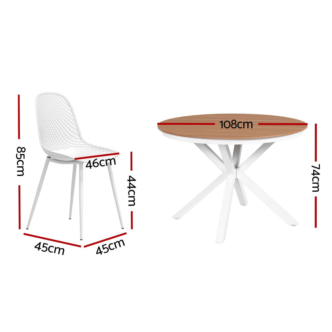 Gardeon 5PCS Outdoor Dining Set Table and Chairs Patio Garden Furniture Lattice-Furniture > Outdoor > Outdoor Dining Sets-PEROZ Accessories