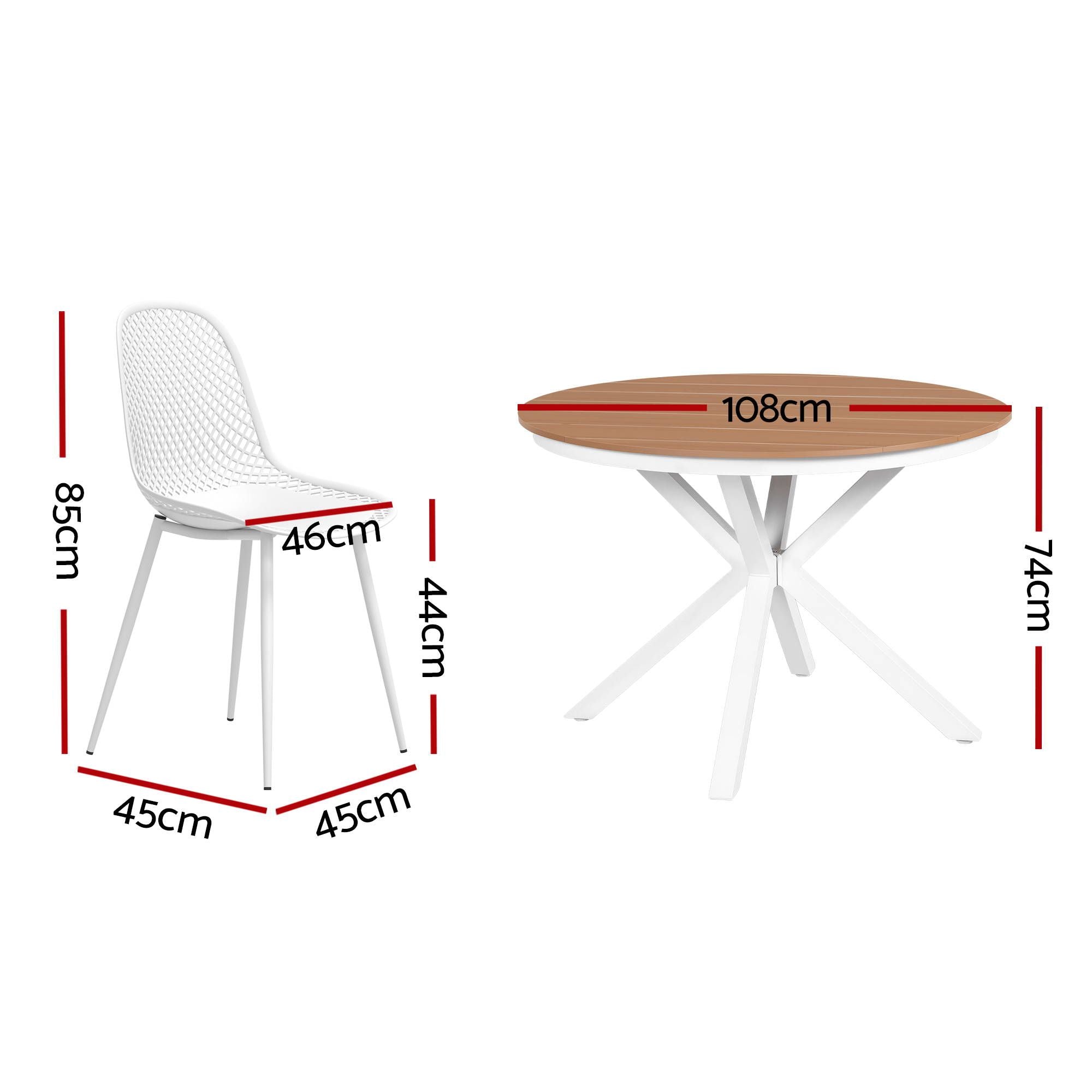 Gardeon 5PCS Outdoor Dining Set Table and Chairs Patio Garden Furniture Lattice-Furniture > Outdoor > Outdoor Dining Sets-PEROZ Accessories