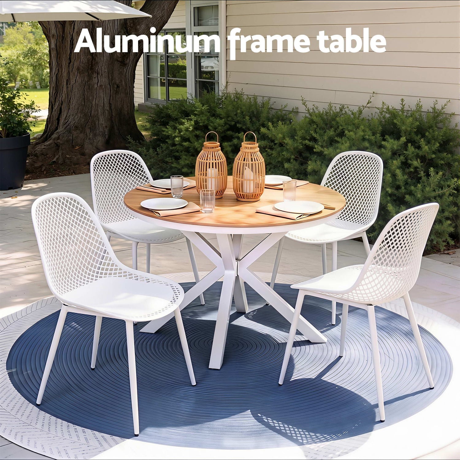 Gardeon 5PCS Outdoor Dining Set Table and Chairs Patio Garden Furniture Lattice-Furniture > Outdoor > Outdoor Dining Sets-PEROZ Accessories