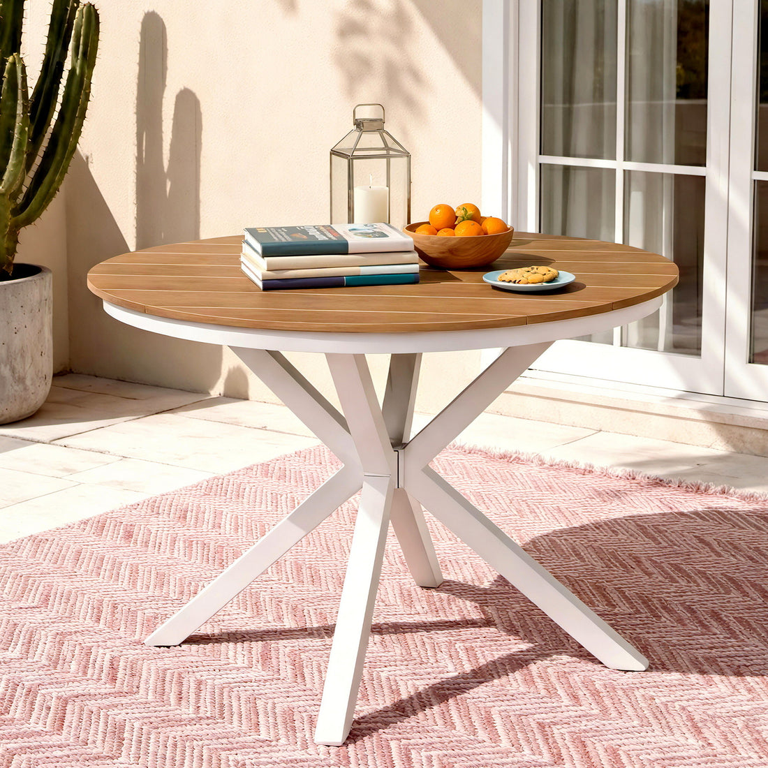 Gardeon Outdoor Dining Table 108CM Aluminum Frame WPC Top Desk Patio Furniture-Furniture > Living Room > Side Tables-PEROZ Accessories