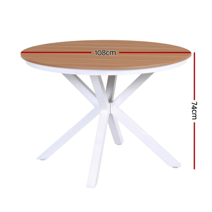 Gardeon Outdoor Dining Table 108CM Aluminum Frame WPC Top Desk Patio Furniture-Furniture > Living Room > Side Tables-PEROZ Accessories