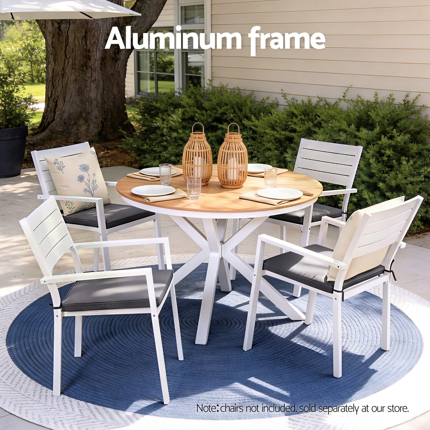 Gardeon Outdoor Dining Table 108CM Aluminum Frame WPC Top Desk Patio Furniture-Furniture > Living Room > Side Tables-PEROZ Accessories