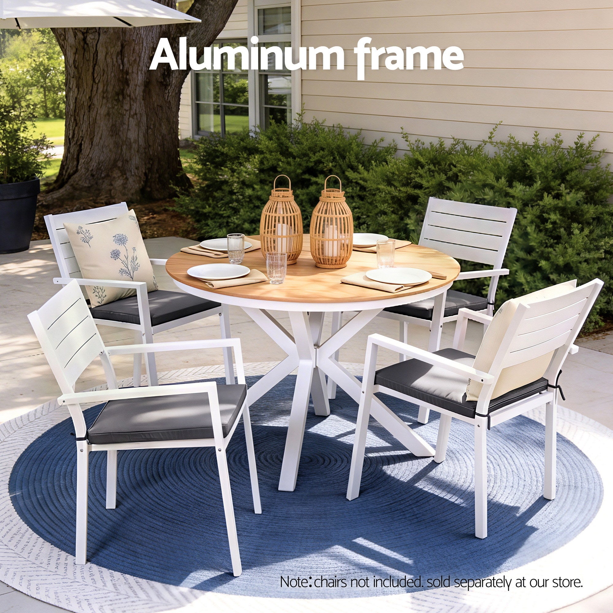 Gardeon Outdoor Dining Table 108CM Aluminum Frame WPC Top Desk Patio Furniture-Furniture > Living Room > Side Tables-PEROZ Accessories