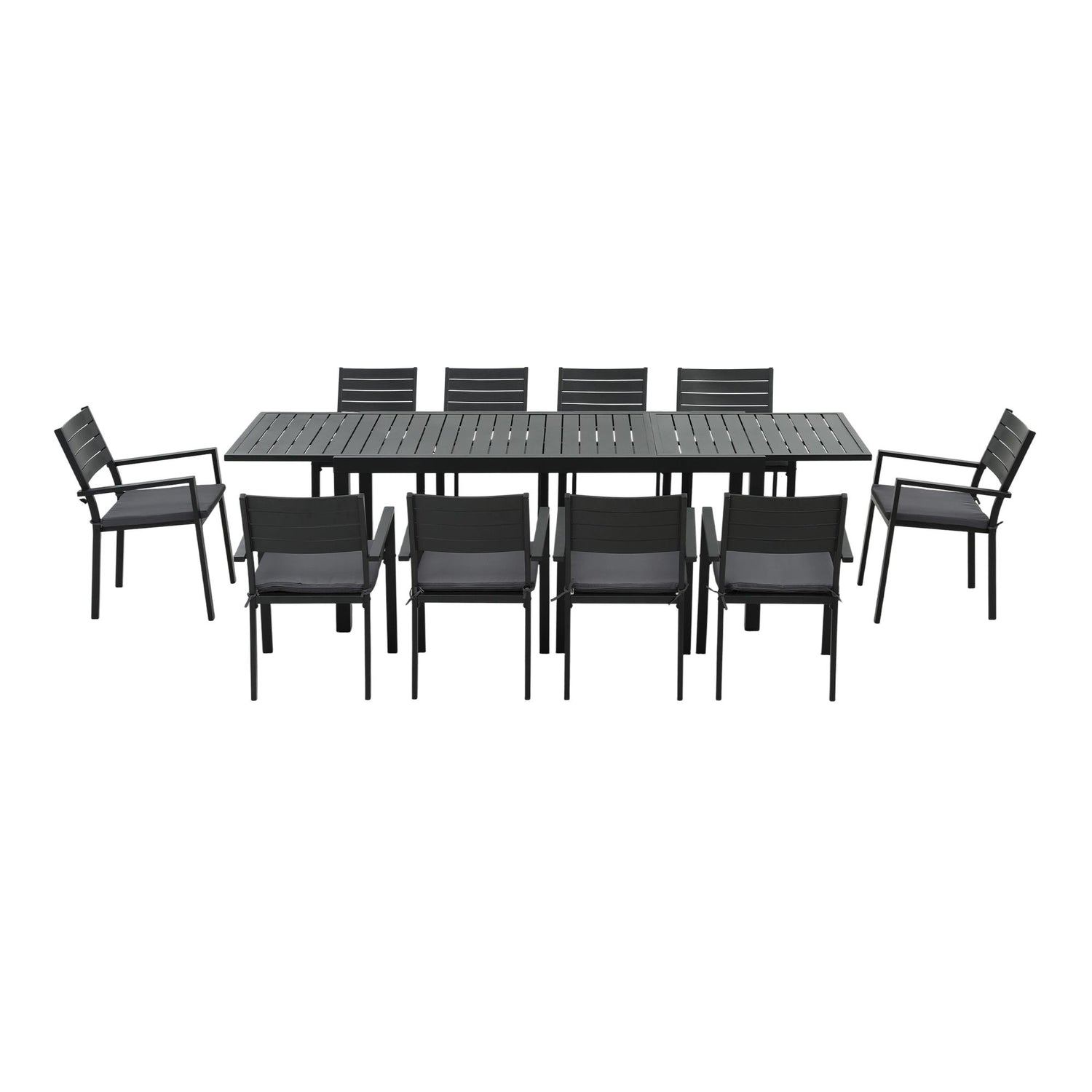 Gardeon Outdoor Dining Set 11PCS Aluminum Extendable Table and Chairs Patio Furniture Black