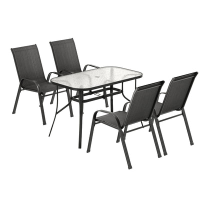 Gardeon 5PC Outdoor Dining Set Table and Chairs Patio Furniture Bistro Set Garden Black-Furniture &gt; Outdoor &gt; Outdoor Dining Sets-PEROZ Accessories