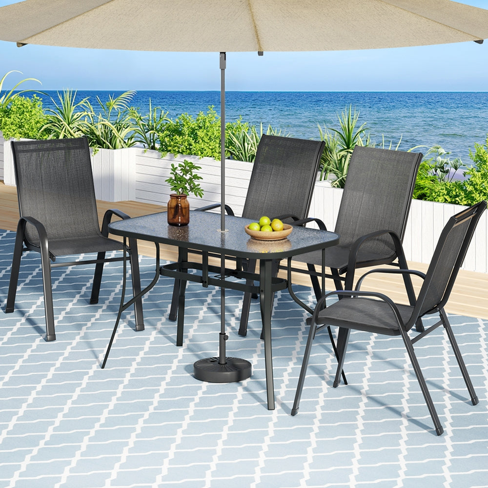 Gardeon 5PC Outdoor Dining Set Table and Chairs Patio Furniture Bistro Set Garden Black-Furniture &gt; Outdoor &gt; Outdoor Dining Sets-PEROZ Accessories