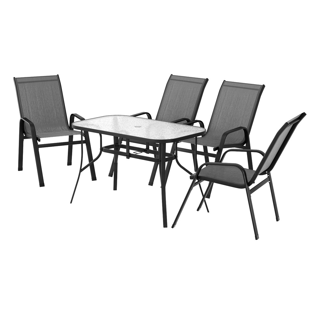 Gardeon 5PC Outdoor Dining Set Table and Chairs Patio Furniture Bistro Set Garden Grey-Furniture &gt; Outdoor &gt; Outdoor Dining Sets-PEROZ Accessories