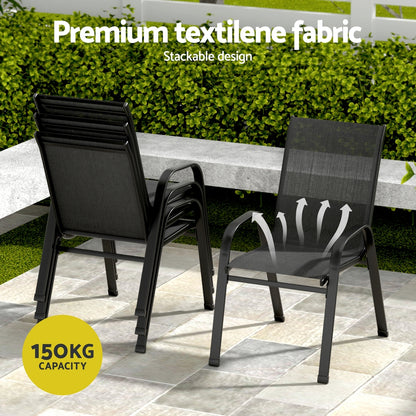 Gardeon 7PC Outdoor Dining Set Table and Chairs Patio Furniture Garden Bistro Set Black-Furniture &gt; Outdoor &gt; Outdoor Dining Sets-PEROZ Accessories