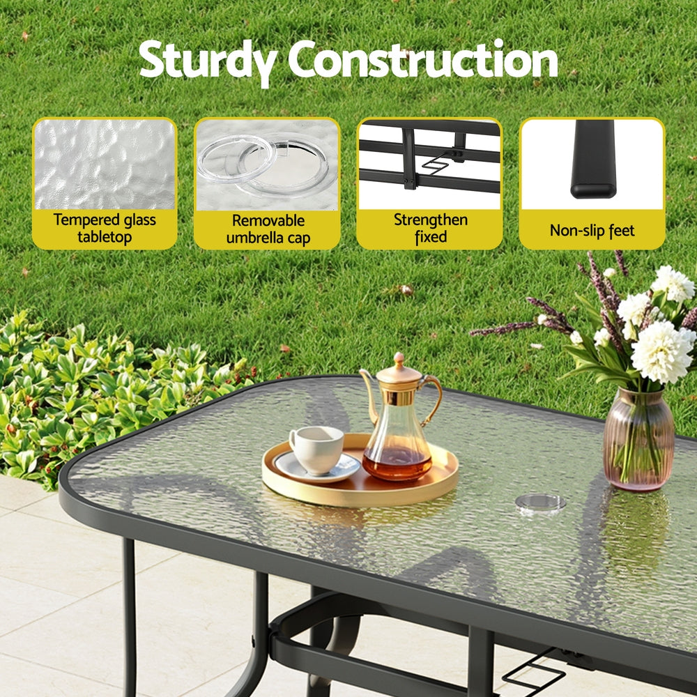 Gardeon 7PC Outdoor Dining Set Table and Chairs Patio Furniture Garden Bistro Set Black-Furniture &gt; Outdoor &gt; Outdoor Dining Sets-PEROZ Accessories