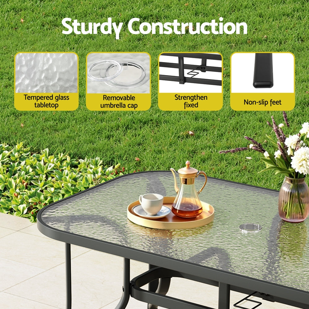 Gardeon 7PC Outdoor Dining Set Table and Chairs Patio Furniture Garden Bistro Set Grey-Furniture &gt; Outdoor &gt; Outdoor Dining Sets-PEROZ Accessories