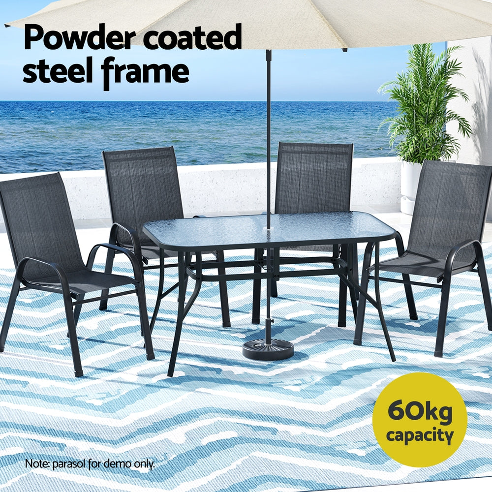 Gardeon 5PC Outdoor Dining Set Table and Chairs Patio Furniture Bistro Set Garden Black-Furniture &gt; Outdoor &gt; Outdoor Dining Sets-PEROZ Accessories