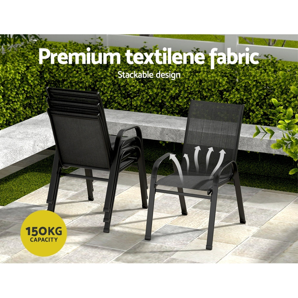 Gardeon 5PC Outdoor Dining Set Table and Chairs Patio Furniture Bistro Set Garden Black-Furniture &gt; Outdoor &gt; Outdoor Dining Sets-PEROZ Accessories