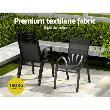 Gardeon 5PC Outdoor Dining Set Table and Chairs Patio Furniture Bistro Set Garden Black-Furniture &gt; Outdoor &gt; Outdoor Dining Sets-PEROZ Accessories