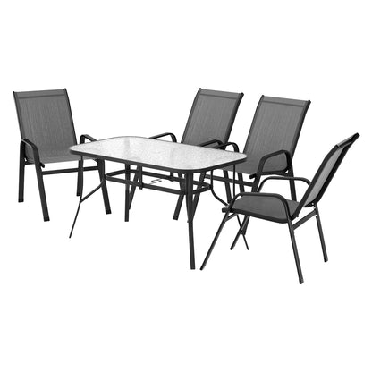 Gardeon 5PC Outdoor Dining Set Table and Chairs Patio Furniture Bistro Set Garden Grey-Furniture &gt; Outdoor &gt; Outdoor Dining Sets-PEROZ Accessories