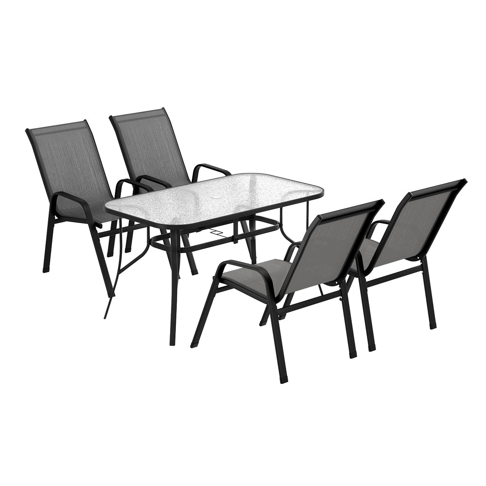 Gardeon 5PC Outdoor Dining Set Table and Chairs Patio Furniture Bistro Set Garden Grey-Furniture &gt; Outdoor &gt; Outdoor Dining Sets-PEROZ Accessories