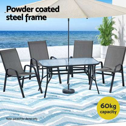 Gardeon 5PC Outdoor Dining Set Table and Chairs Patio Furniture Bistro Set Garden Grey-Furniture &gt; Outdoor &gt; Outdoor Dining Sets-PEROZ Accessories
