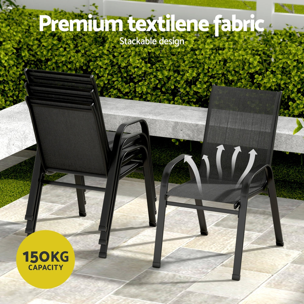 Gardeon 7PC Outdoor Dining Set Table and Chairs Patio Furniture Bistro Set Garden Black-Furniture &gt; Outdoor &gt; Outdoor Dining Sets-PEROZ Accessories