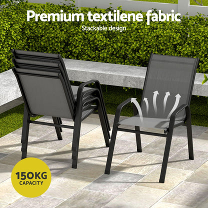 Gardeon 7PC Outdoor Dining Set Table and Chairs Patio Furniture Bistro Set Garden Grey-Furniture &gt; Outdoor &gt; Outdoor Dining Sets-PEROZ Accessories
