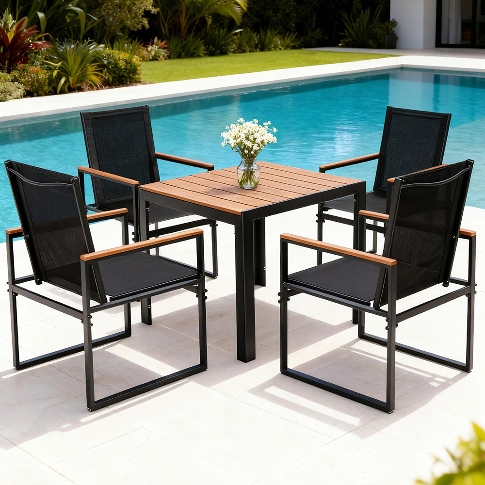Gardeon 5PCS Outdoor Dining Set Table and Chairs Patio Garden Furniture Bistro Set-Furniture &gt; Dining &gt; Dining Set-PEROZ Accessories