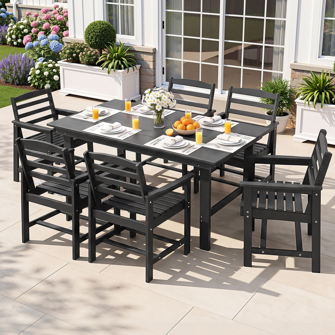 Gardeon 7 Piece Outdoor Dining Set Patio HDPE Table and Chairs Garden Furniture-Furniture > Outdoor > Outdoor Dining Sets-PEROZ Accessories