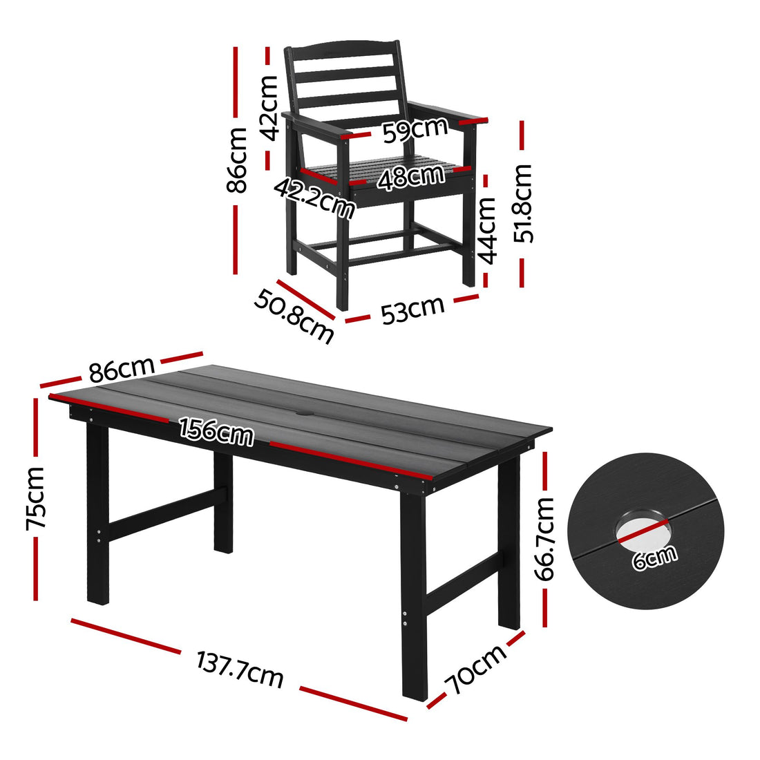 Gardeon 7 Piece Outdoor Dining Set Patio HDPE Table and Chairs Garden Furniture-Furniture > Outdoor > Outdoor Dining Sets-PEROZ Accessories