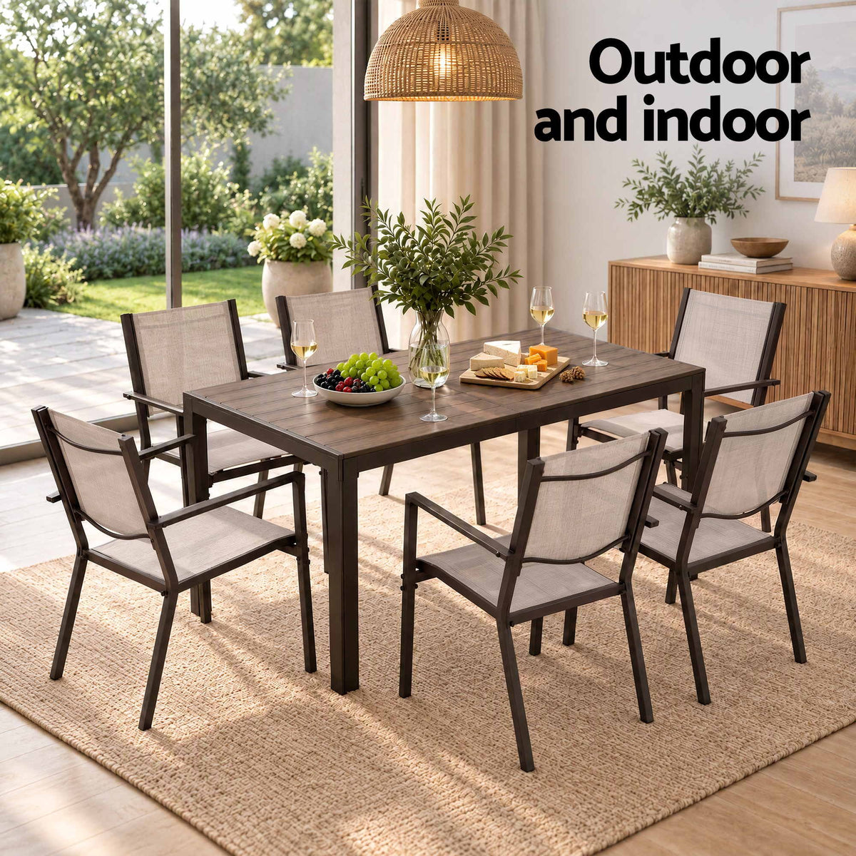 Gardeon 7PCS Outdoor Dining Set Patio Furniture Table and Chairs Garden Coffee-Furniture > Outdoor > Outdoor Dining Sets-PEROZ Accessories