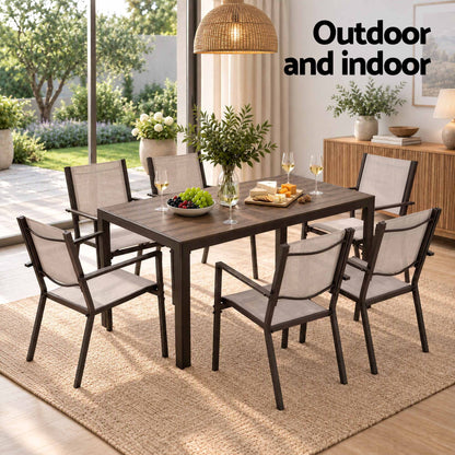 Gardeon 7PCS Outdoor Dining Set Patio Furniture Table and Chairs Garden Coffee-Furniture > Outdoor > Outdoor Dining Sets-PEROZ Accessories