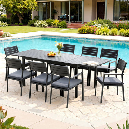 Gardeon Outdoor Dining Set 9PCS Aluminum Extendable Table Chairs Patio Furniture-Furniture &gt; Outdoor &gt; Outdoor Dining Sets-PEROZ Accessories