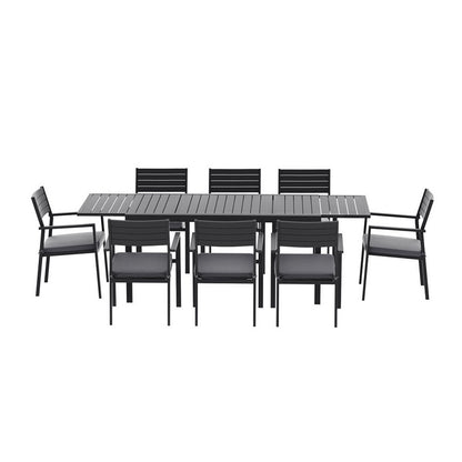 Gardeon Outdoor Dining Set 9PCS Aluminum Extendable Table Chairs Patio Furniture-Furniture &gt; Outdoor &gt; Outdoor Dining Sets-PEROZ Accessories
