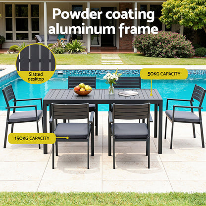 Gardeon Outdoor Dining Set 9PCS Aluminum Extendable Table Chairs Patio Furniture-Furniture &gt; Outdoor &gt; Outdoor Dining Sets-PEROZ Accessories