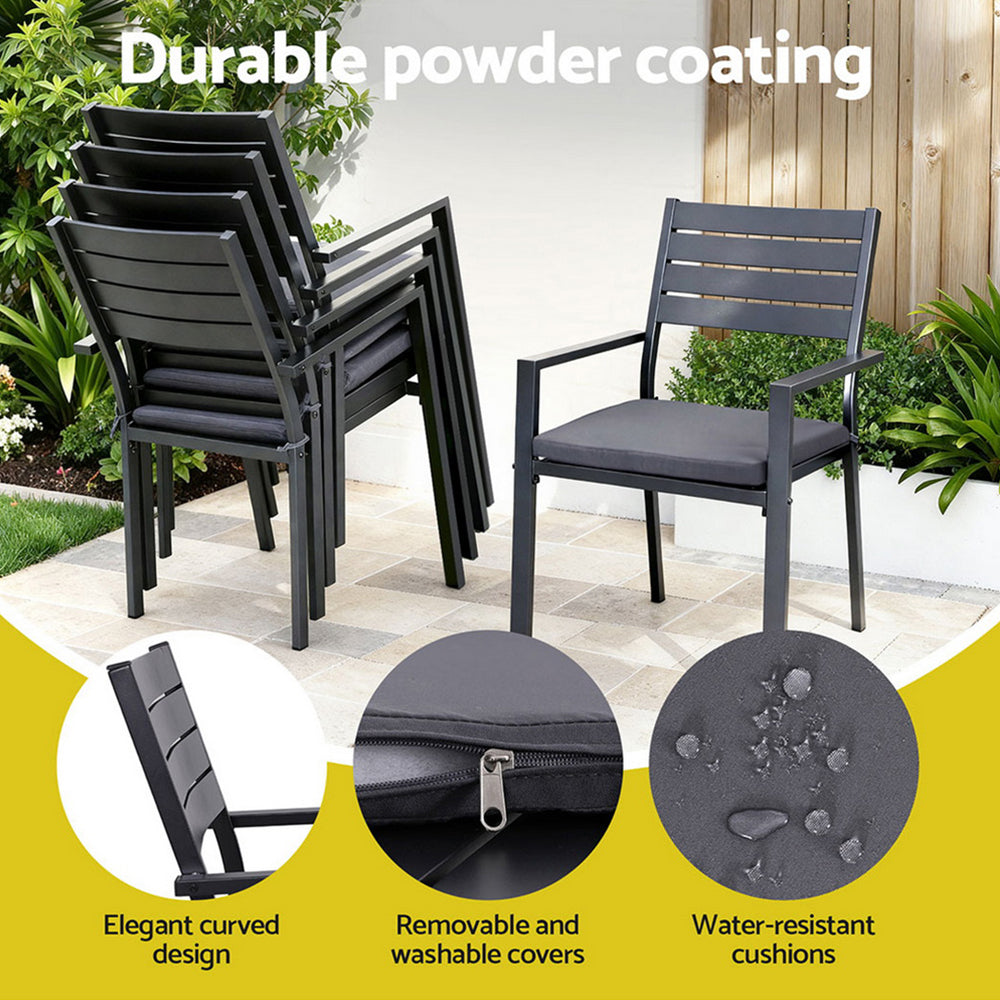 Gardeon Outdoor Dining Set 9PCS Aluminum Extendable Table Chairs Patio Furniture-Furniture &gt; Outdoor &gt; Outdoor Dining Sets-PEROZ Accessories